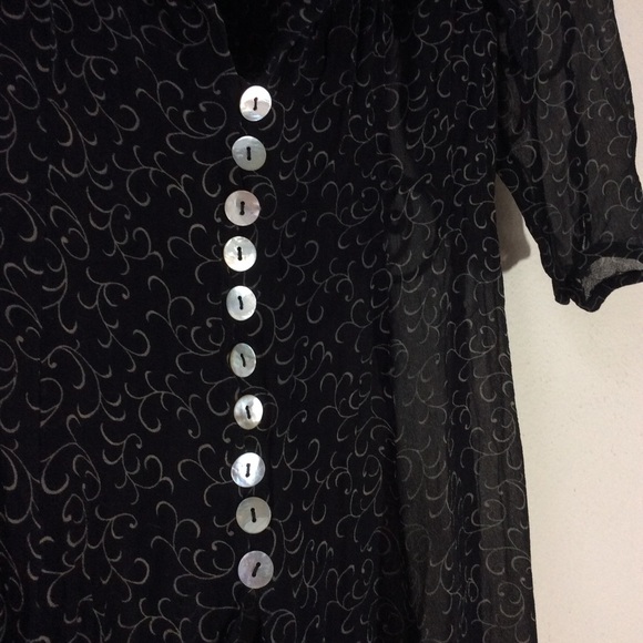 Vintage Sheer Button Up Dress Cover 90’s Swirls - Picture 7 of 8